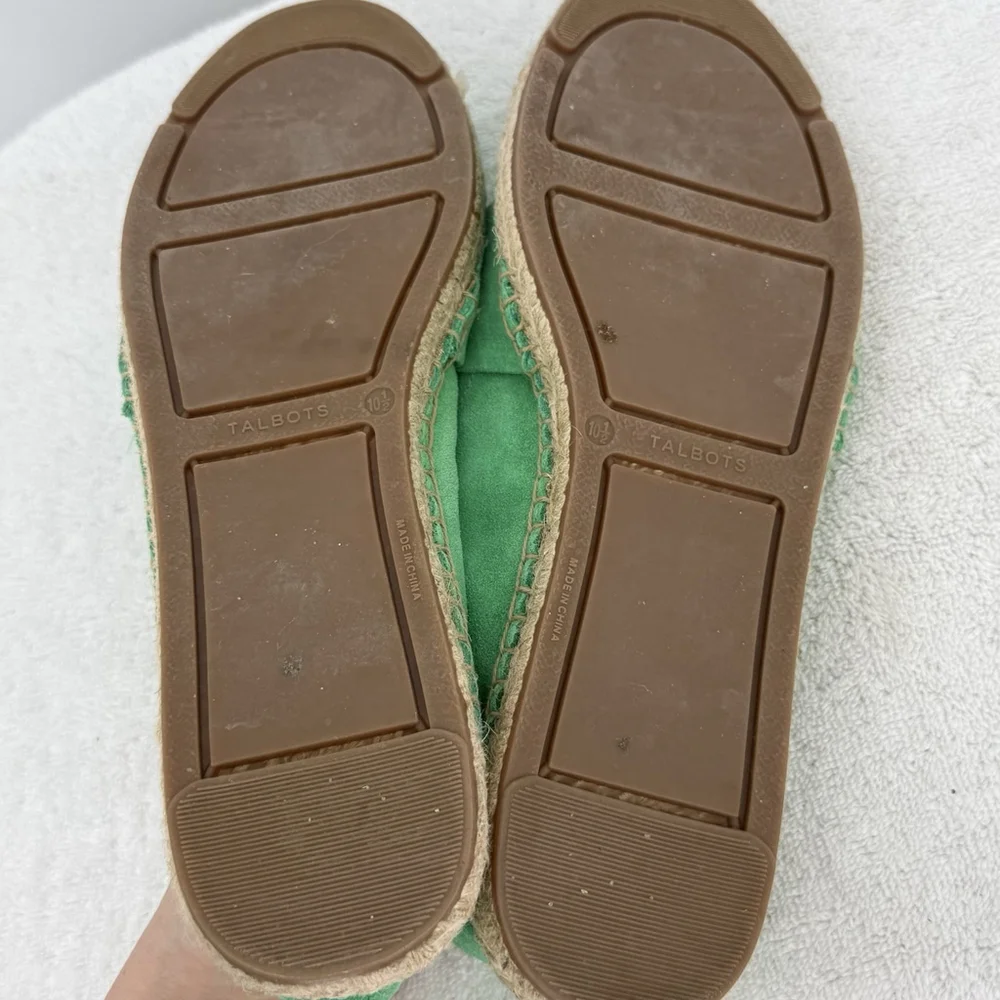 Talbots Izzy Knot Green Suede Espadrilles Women’s Size 10.5